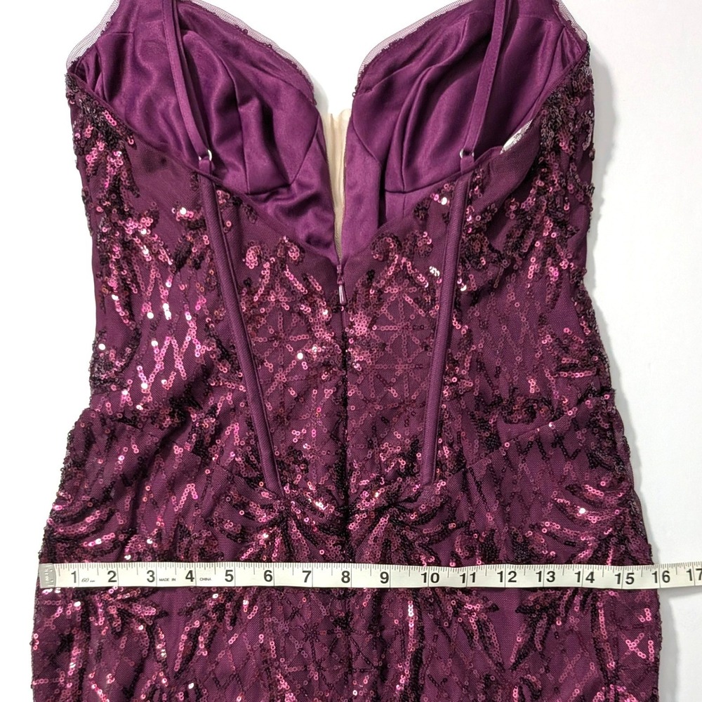 DB Studio Short Allover Sequin Illusion Plunge Mini Dress Sz 4 Purple NWT - Picture 13 of 14